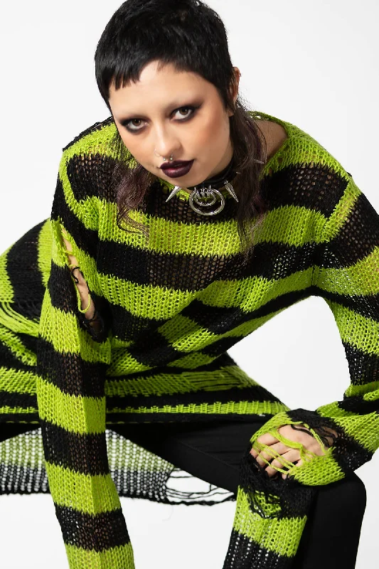 Slimer Distress Knit Sweater Disco