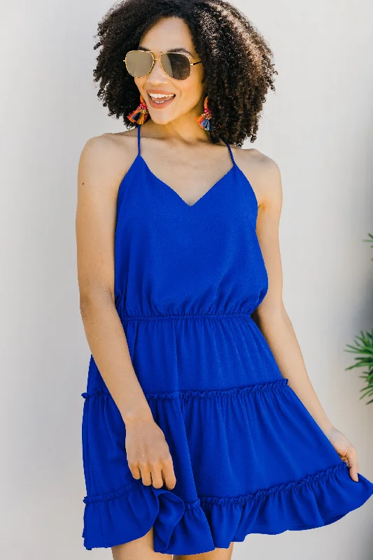 Feeling So Right Royal Blue Ruffled Sun Dress