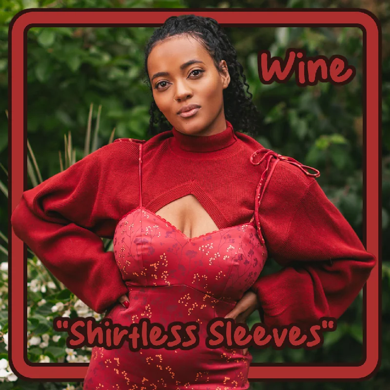 Wine "Shirtless Sleeves" Shrug Geometric