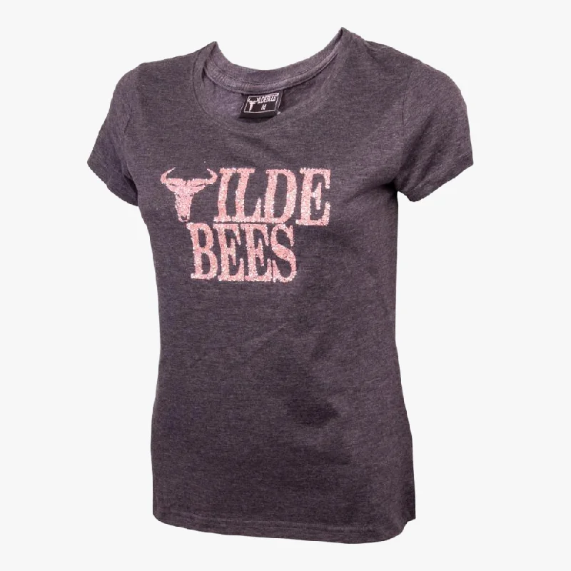 Wildebees Womens Carviar Sequins Short Sleeve Tee Charcoal Mel Feminine Women's Soft Wildebees Womens Carviar Sequins Short Sleeve Tee Charcoal Mel Feminine Women's Soft