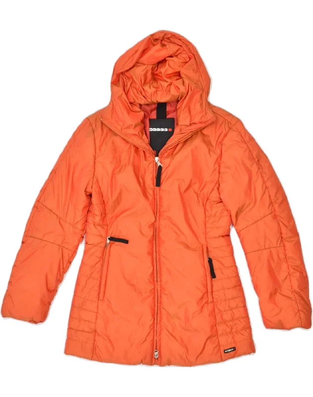 BELFE Womens Hooded Padded Coat UK 6 XS Orange Polyester Hip Women's Urban