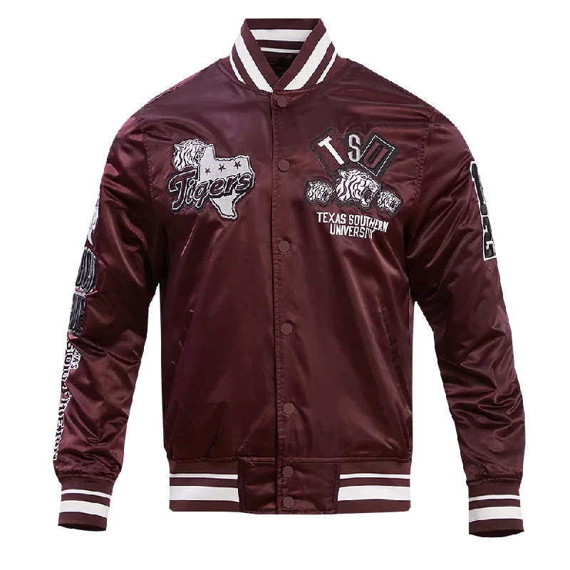 TEXAS SOUTHERN UNIVERSITY HOMECOMING RIB MEN'S SATIN JACKET (WINE)