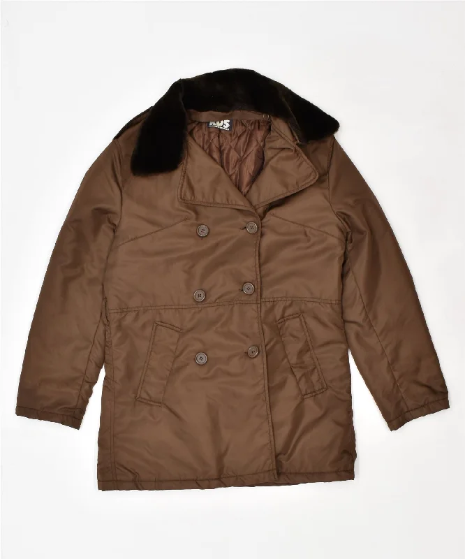 RDS Womens Pea Coat UK 16 Large Brown Polyamide Casual Women's Japanese 