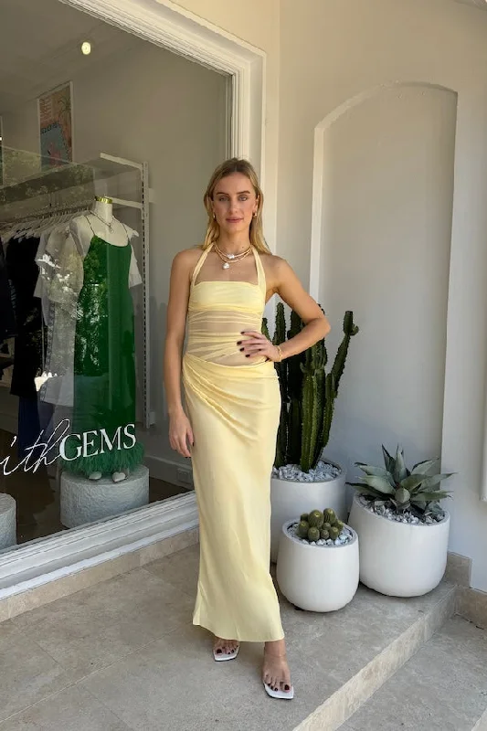 Gina Halter Dress Yellow Earthy Women's Hemp - based