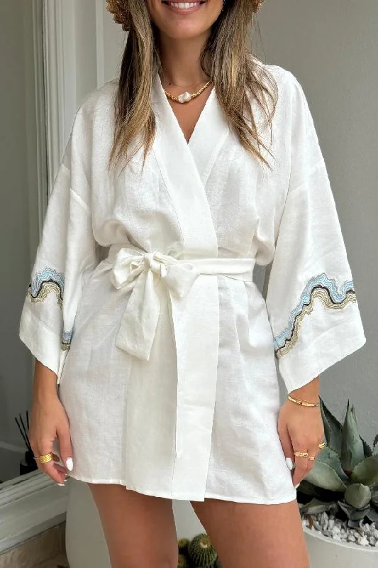 Serene Kimono Dress Cream Elegant Women's Formal 
