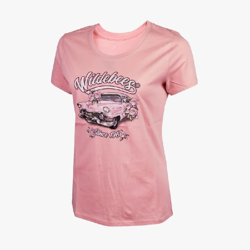 Wildebees Womens Pink Cadillac Short Sleeve Tee Pearl Shimmer Dapper Women's Bow - adorned Wildebees Womens Pink Cadillac Short Sleeve Tee Pearl Shimmer Dapper Women's Bow - adorned