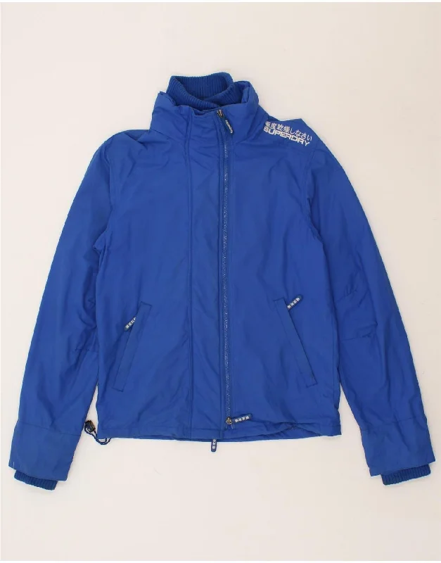 SUPERDRY Womens Windbreaker Jacket UK 14 Medium Blue Nylon