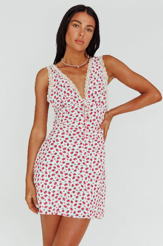 Vigo Lace Trim Sundress Floral White Dynamic Women's Moto
