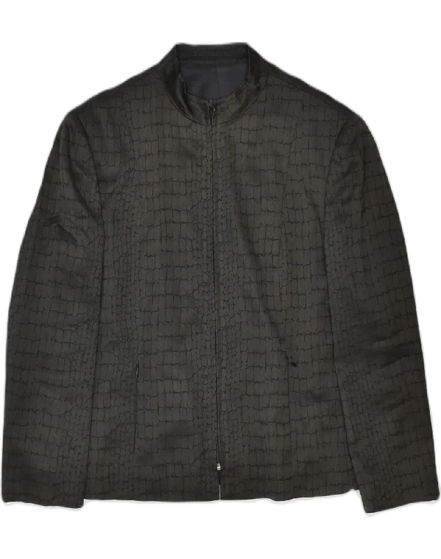 VINTAGE Womens Blazer Jacket UK 16 Large Grey Acetate Monochromatic Office Style
