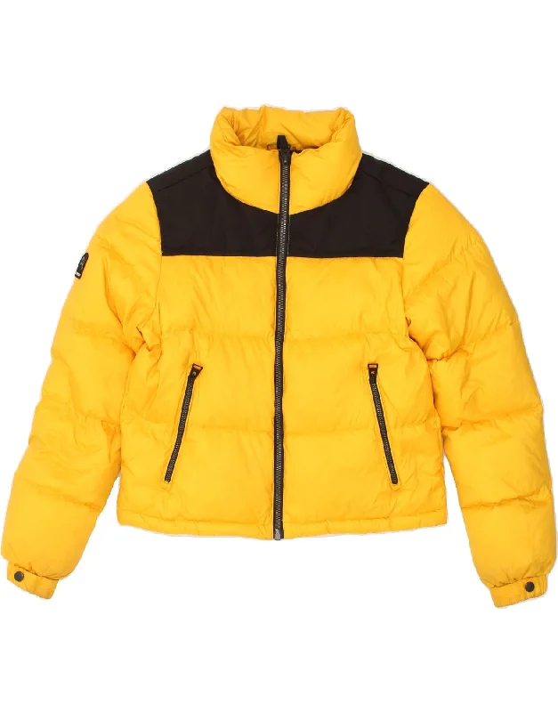 SUPERDRY Womens Oversized Padded Jacket UK 8 Small  Yellow Colourblock