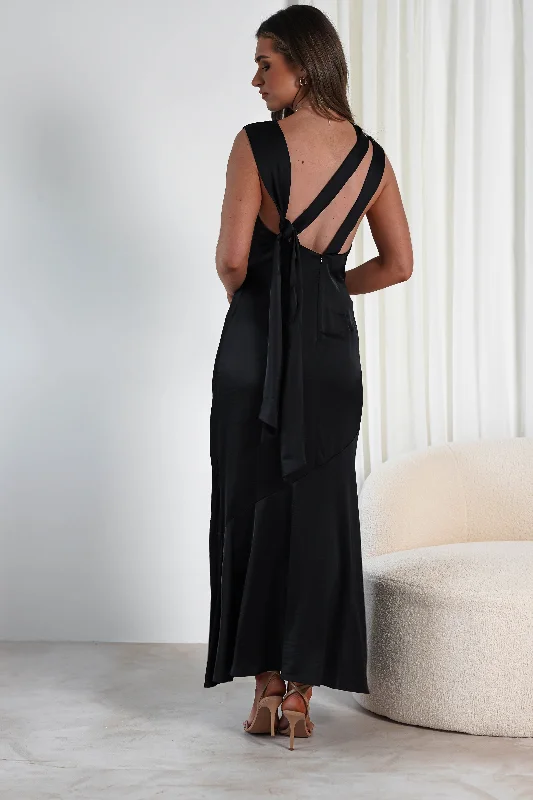 Avelina Soft Satin Maxi Dress | Black