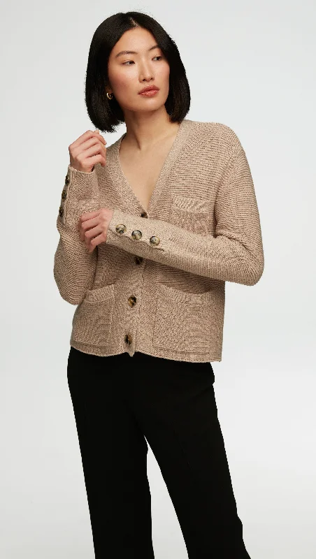 Cropped Cardigan in Cotton Cashmere | Oat Traditional Women's 