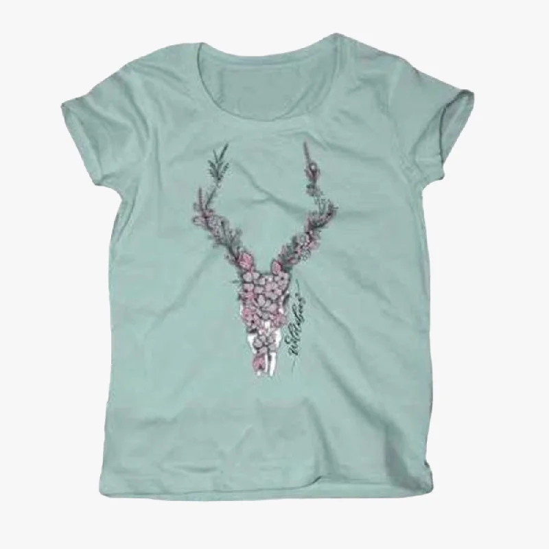 Wildebees Womens Floral Skull Tp Short Sleeve Tee Dewkist performance