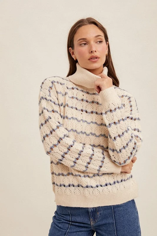 Kia Open Knit Mock Neck Sweater Sustainable Organic