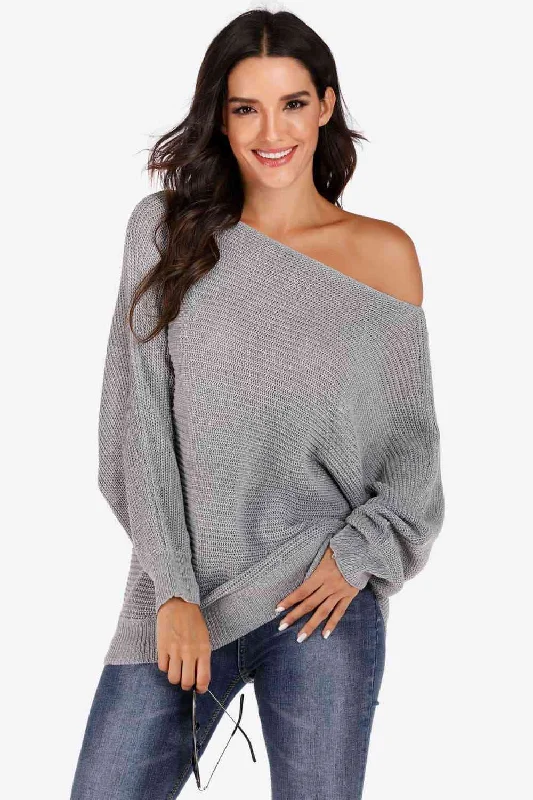 One Shoulder Dolman Sleeve Sweater Sleek Women's 