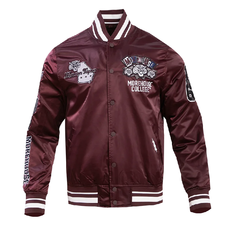 NCAA MOREHOUSE COLLEGE HOMECOMING RIB MEN'S SATIN JACKET (WINE)