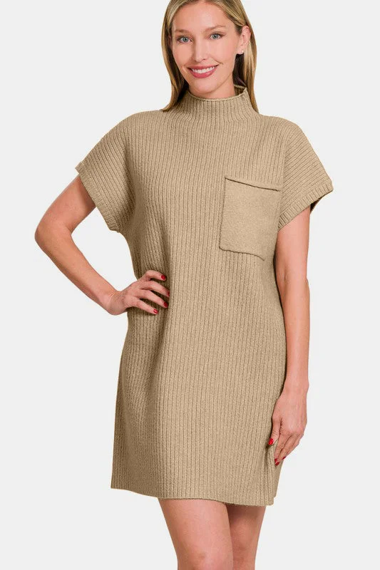 Zenana Short Sleeve Sweater Mini Dress Country