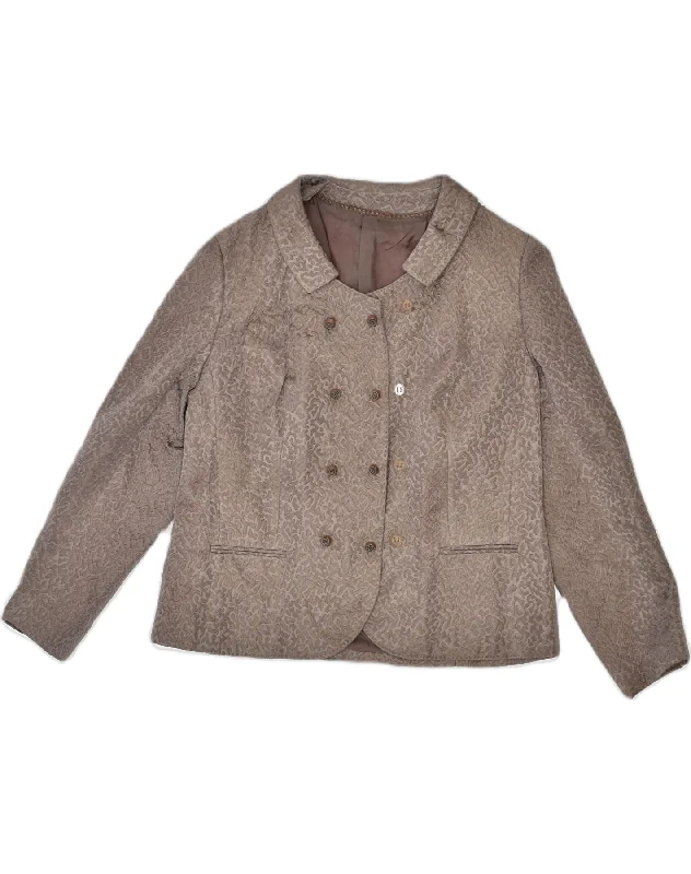 LEBOLE Womens Double Breasted Blazer Jacket UK14 Large Brown Cashmere