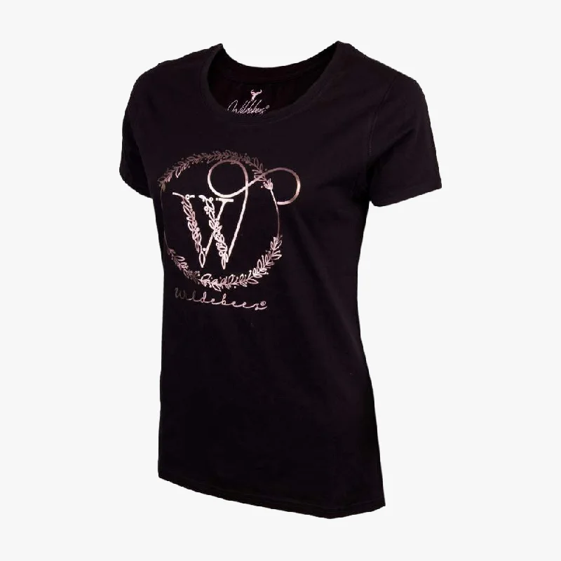Wildebees Womens Infinity Foil Short Sleeve Tee Black Earthy Women's 