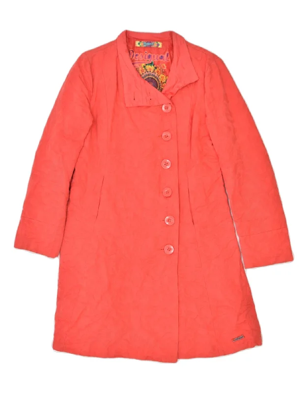 DESIGUAL Womens Overcoat IT 42 Medium Orange Cotton Unique Women's Upcycled