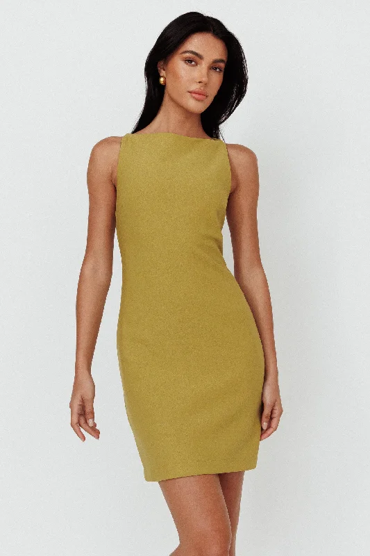 Anjali Sleeveless Shift Dress Moss Green Bold Women's Animal Print