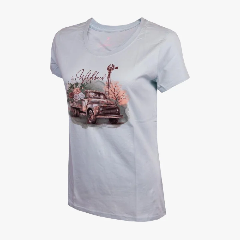Wildebees Womens Driving Miss Daisy Short Sleeve Tee Fog Hip Women's Urban