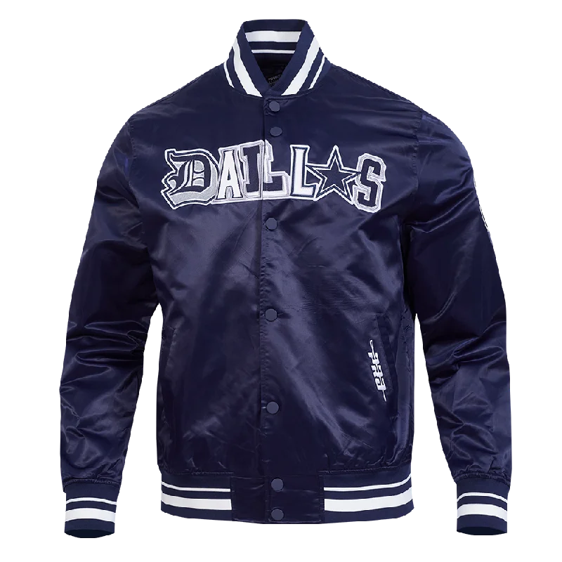 NFL DALLAS COWBOYS CITY RANSOM MEN'S RIB SATIN JACKET (MIDNIGHT NAVY)