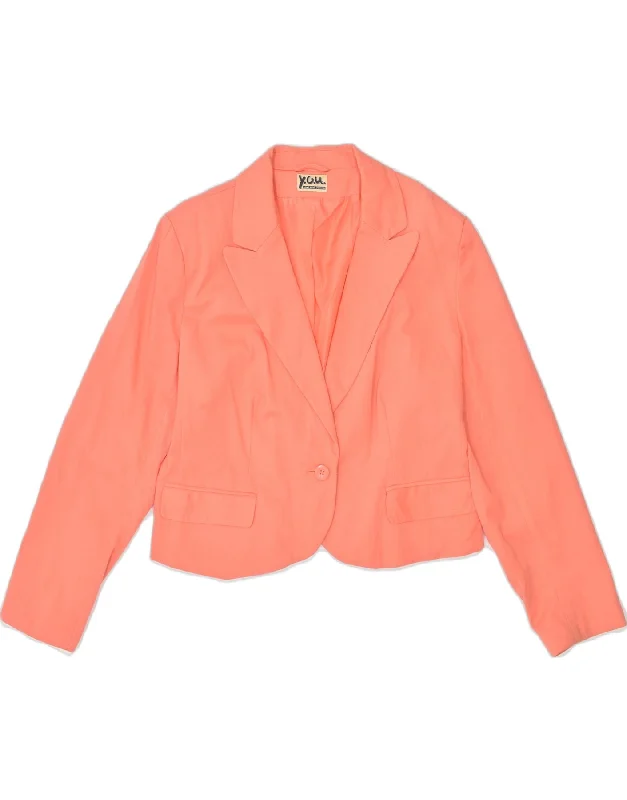 VINTAGE Womens 1 Button Blazer Jacket UK 12 Medium Orange Cotton Earthy Women's 