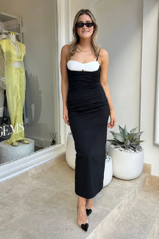 Beguile Dress Black And White Sleek Women's Metallic