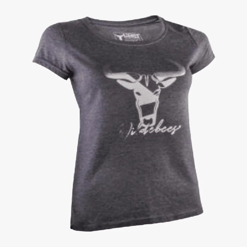 Wildebees Ladies Geo Foil Short Sleeve Tee Charcoal Mel Rugged Women's Outdoor 