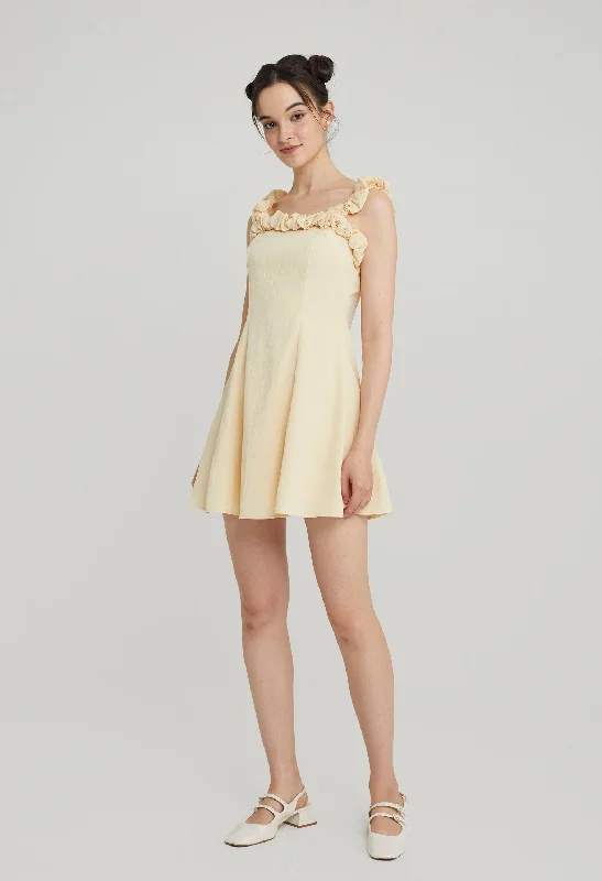 Sunnydew Ruffled Dress Feminine Women's Soft 