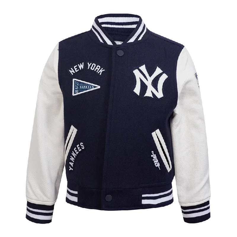 NEW YORK YANKEES RETRO CLASSIC TODDLER BOYS RIB WOOL VARSITY JACKET (MIDNIGHT NAVY/WHITE)