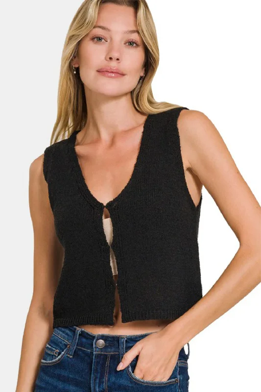 Zenana Hook and Eye Closure V-Neck Sweater Vest Modern Women's 