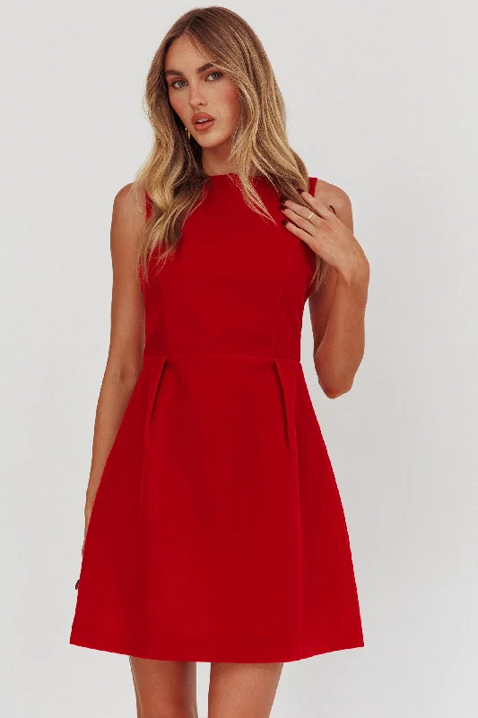 Unrequited Bow Back Mini Dress Red/Pink Refined Women's Classic 
