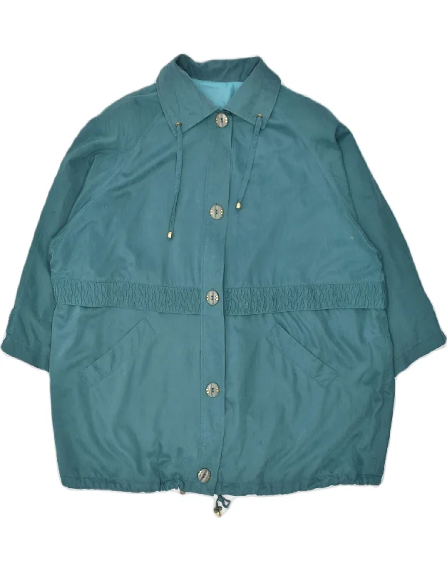 VINTAGE Womens Overcoat UK 24 4XL Turquoise Elegant Women's Formal 