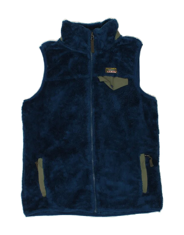 L.L.BEAN Womens Fleece Gilet  UK 14 Medium Blue Polyester