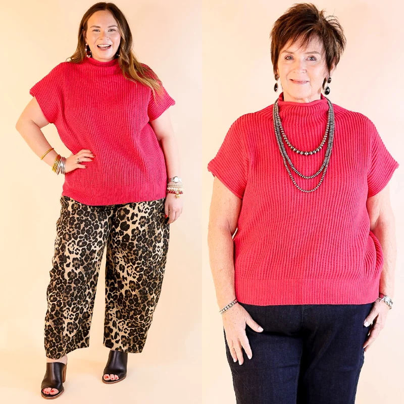 Layer Me Up Cap Sleeve Sweater in Hot Pink Trendy Women's Oversized