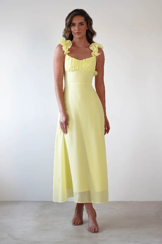 Sadie Ruffle Sleeve Maxi Dress | Yellow