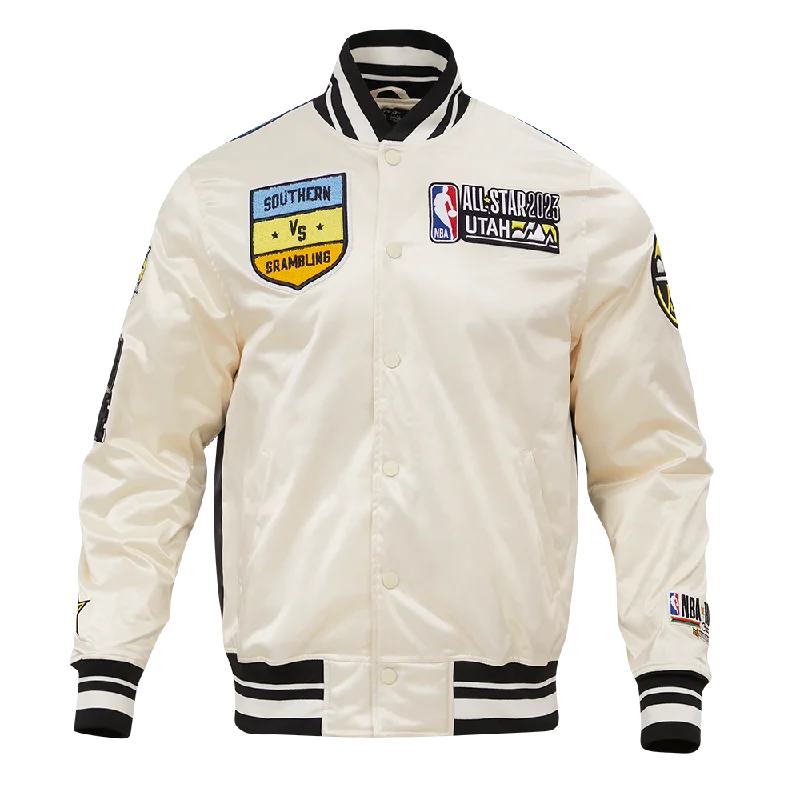 NBA X HBCU ALL STAR 2023 MEN'S RIB SATIN JACKET (EGGSHELL/ BLACK)