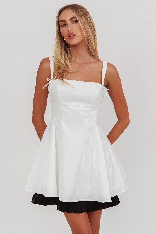 Night Rider Fit And Flare Mini Dress White Elegant Women's Formal 
