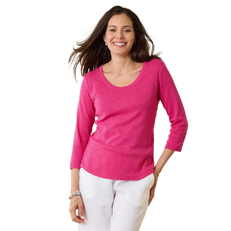 Tommy Bahama Women's Ashby Isles Rib 3/4 Sleeve Scoop T-Shirt - Glowing Azalea French