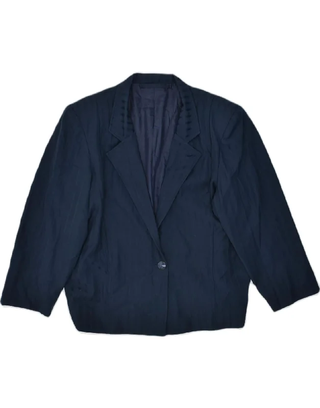 VINTAGE Womens 1 Button Blazer Jacket UK 18 XL Navy Blue purpose
