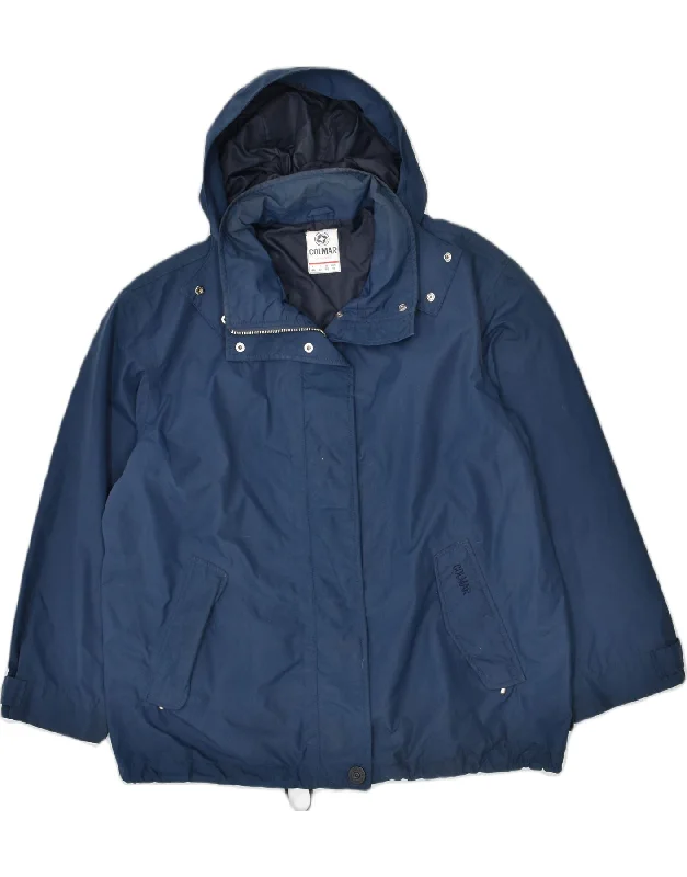 COLMAR Womens Hooded Windbreaker Jacket US 10 Large Navy Blue Polyacrylic European