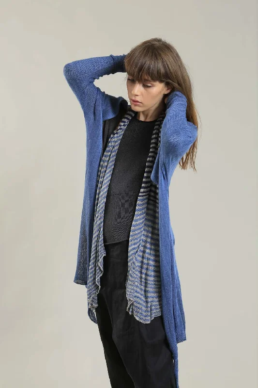 Long Bamboo Cardigan in Peacock Blue Sustainable Organic