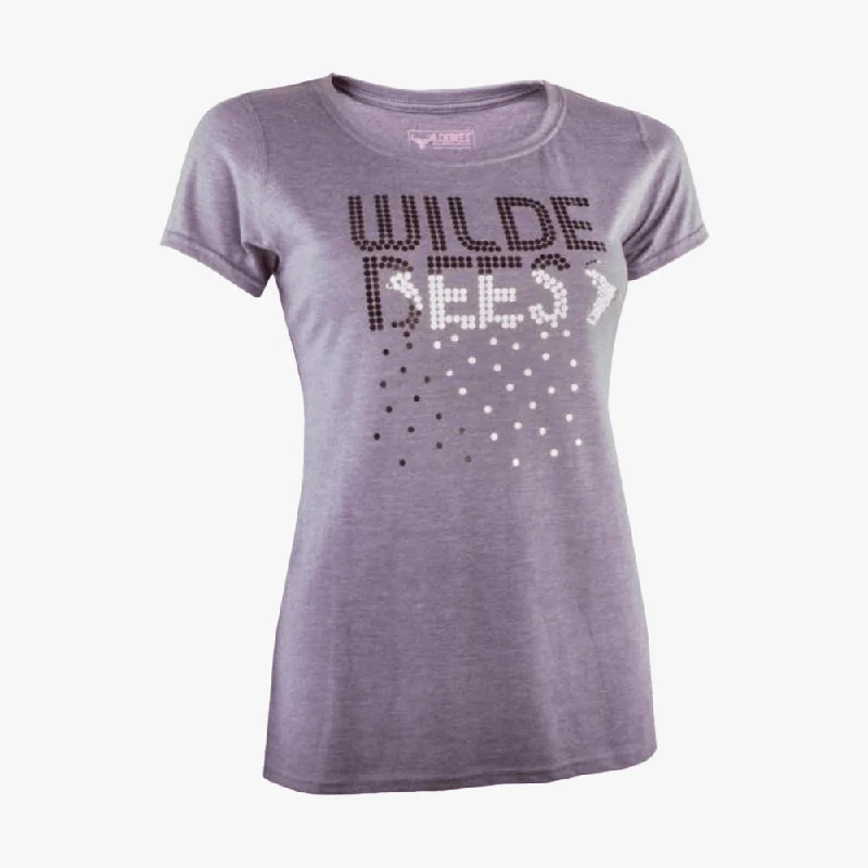 Wildebees Womens Sprangles Drip Short Sleeve Tee Lilac Mel Sporty Women's Tennis