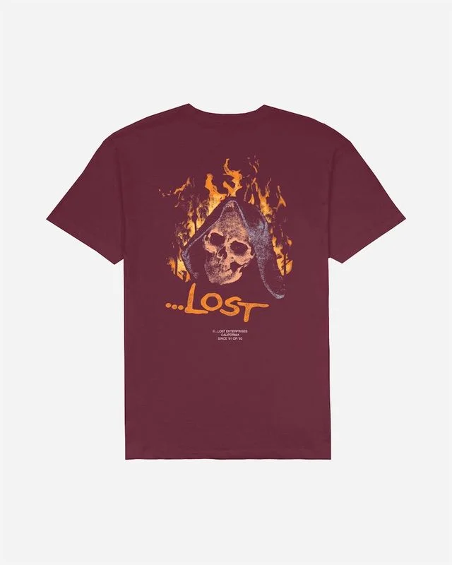 Lost Mens Everything's Fine T-Shirt - Maroon Scandinavian