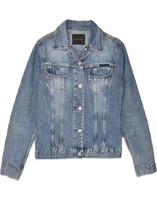 SISLEY Womens Denim Jacket UK 10 Small Blue Cotton garde
