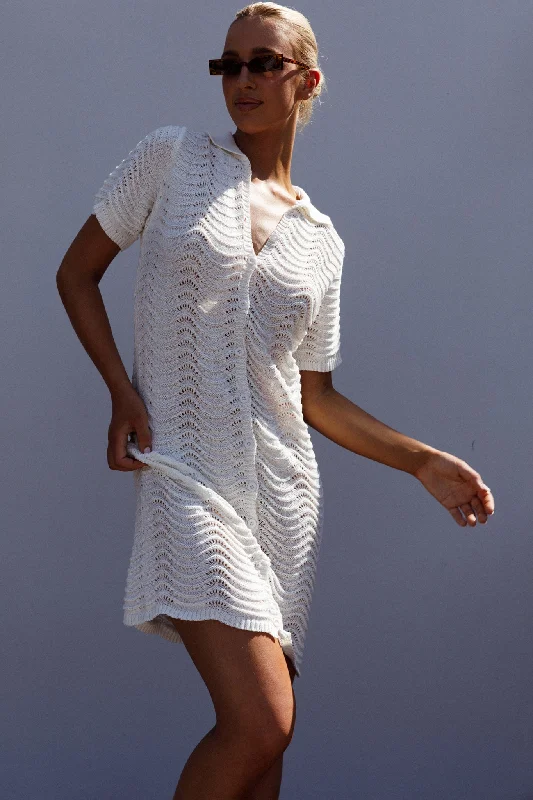 Glennon B Crochet Shirt Dress White Relaxed Women's 
