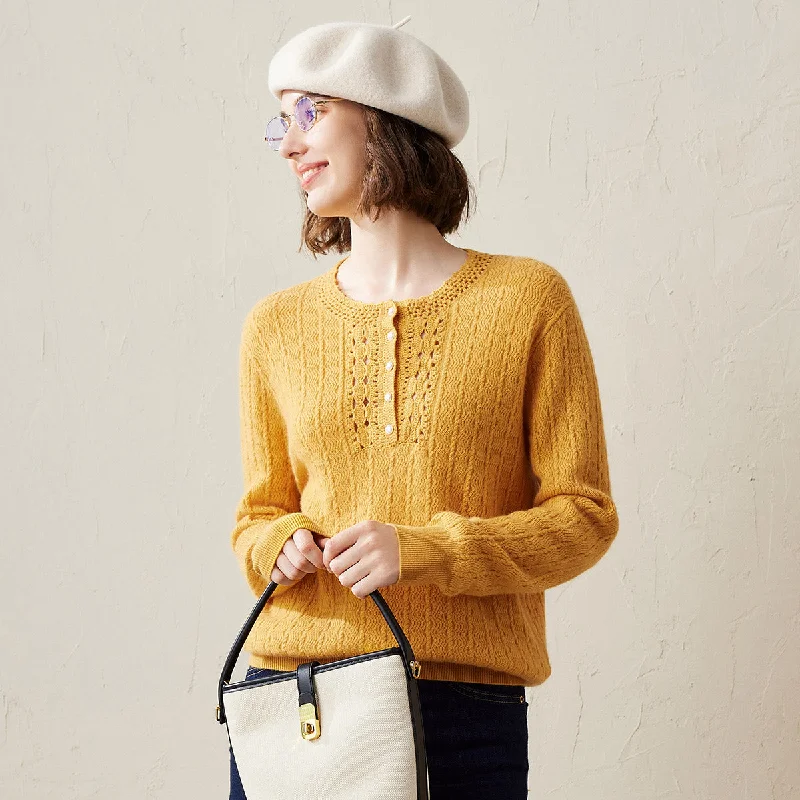 100% Cashmere Knit Sweater with Button Detail purpose