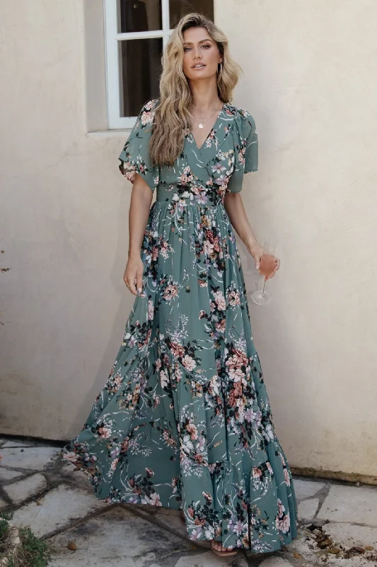 Katherine Maxi Dress | Dusty Green Floral